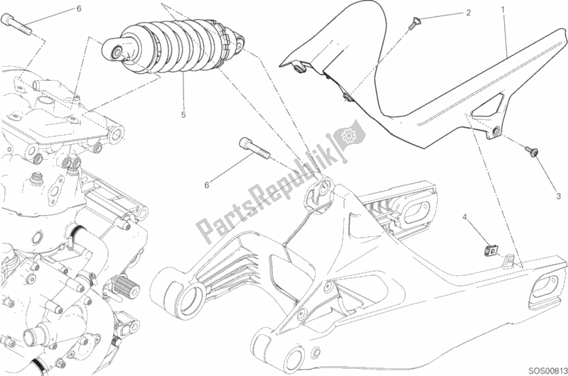 All parts for the Sospensione Posteriore of the Ducati Monster 821 Thailand 2020
